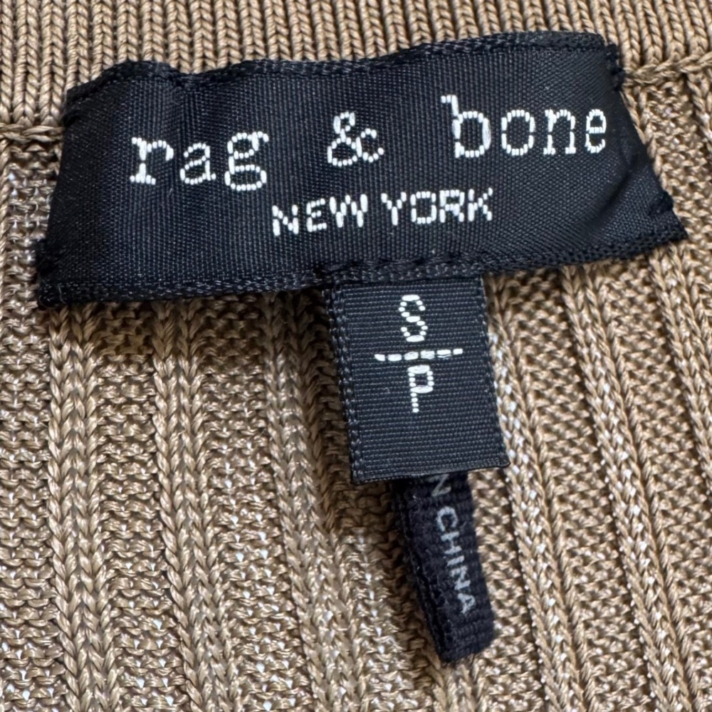 Rag & Bone Olive Green Ribbed Knit Polo Midi Dress Side Stripe Size S P - Picture 4 of 7